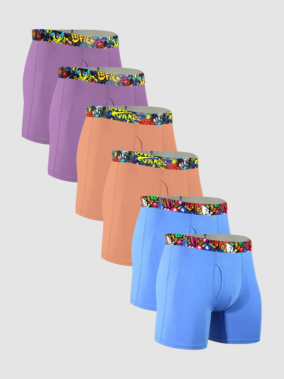 Second Skin Print Bamboo Boxer Brief 6- (6-Pack)