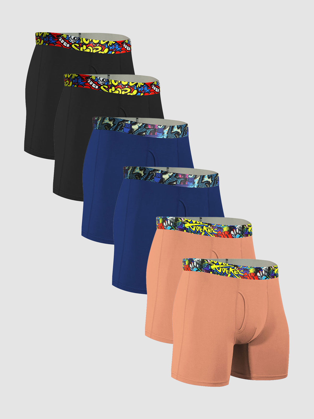 Second Skin Print Bamboo Boxer Brief 6- (6-Pack)