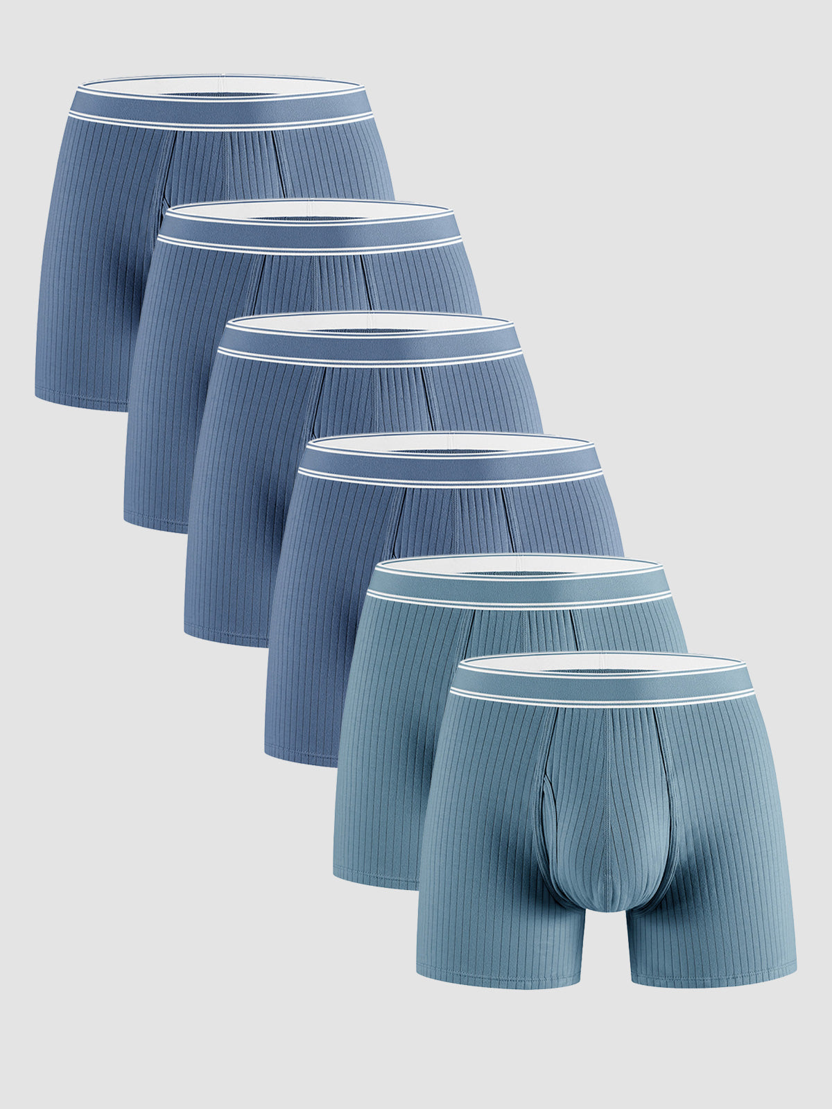 Organic Cotton Rib Breathable Boxer Briefs 6" (6-Pack)