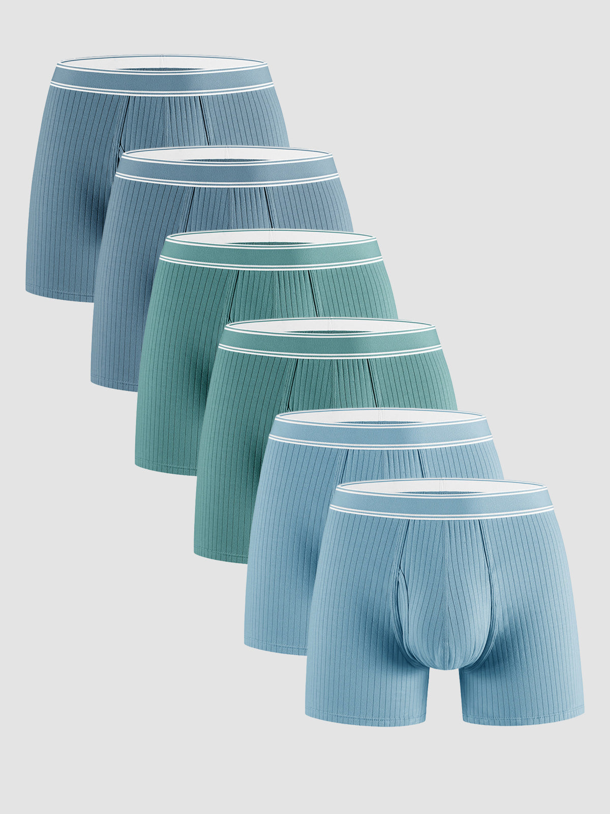 Organic Cotton Rib Breathable Boxer Briefs 6" (6-Pack)