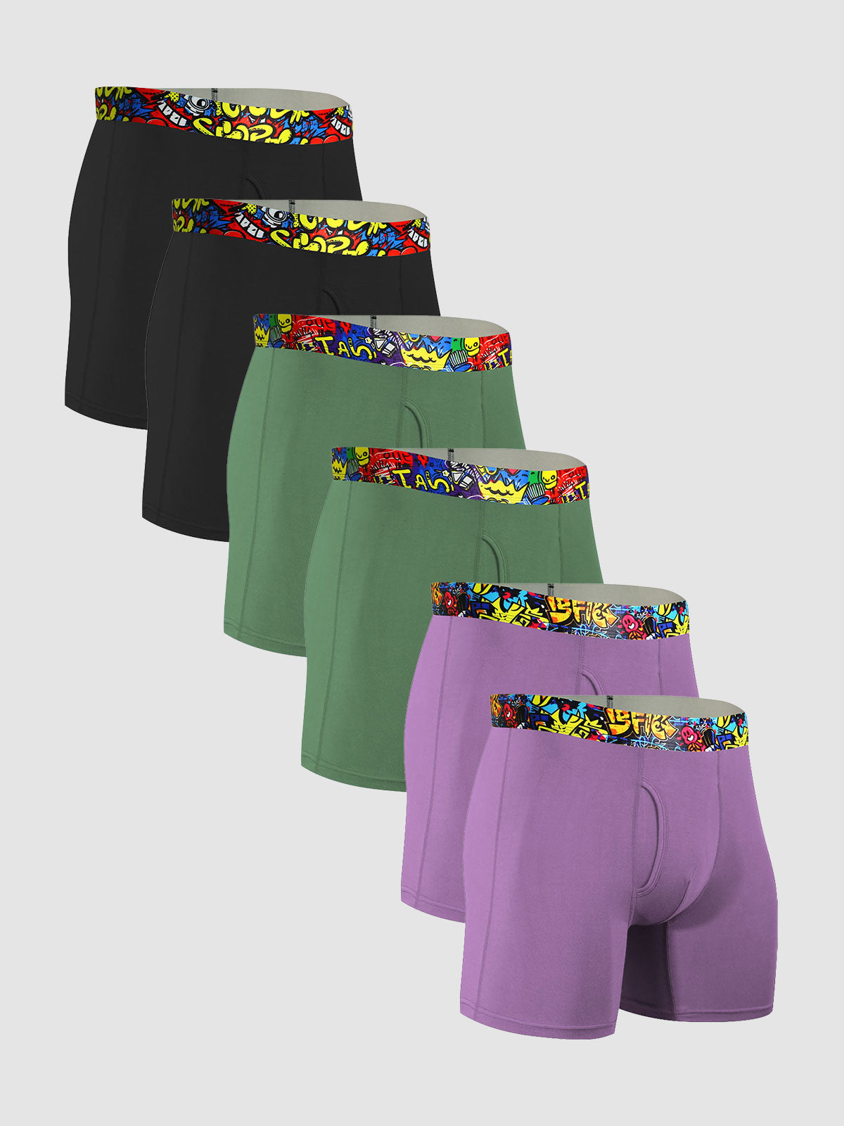 Second Skin Print Bamboo Boxer Brief 6- (6-Pack)