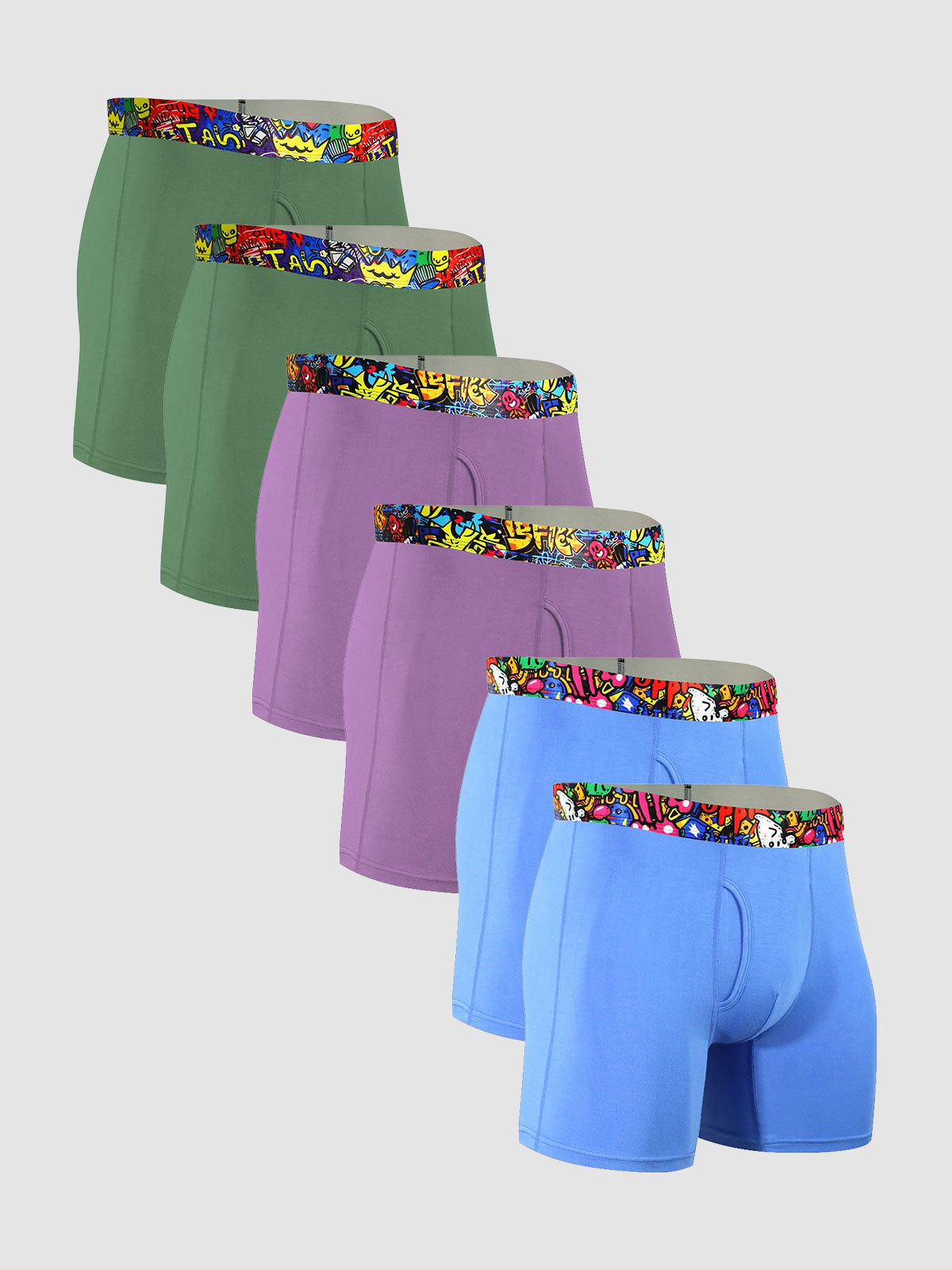 Second Skin Print Bamboo Boxer Brief 6- (6-Pack)
