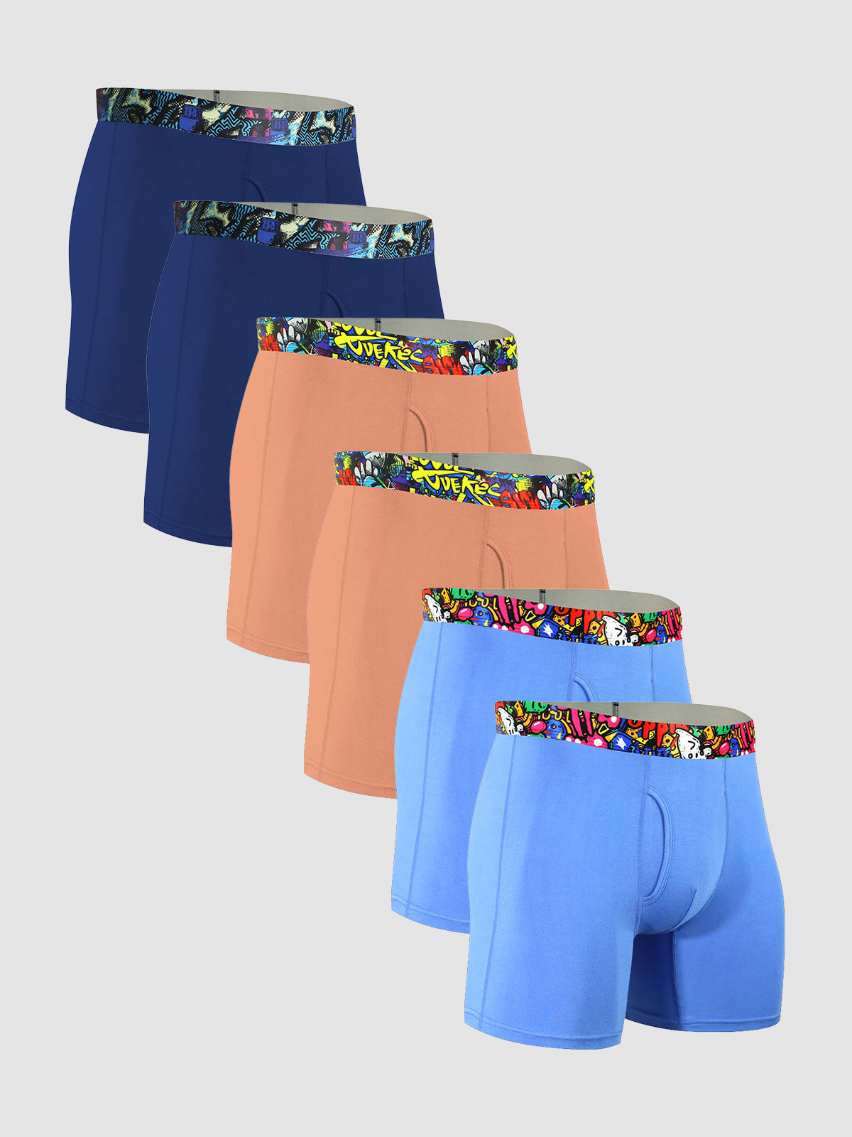 Second Skin Print Bamboo Boxer Brief 6- (6-Pack)