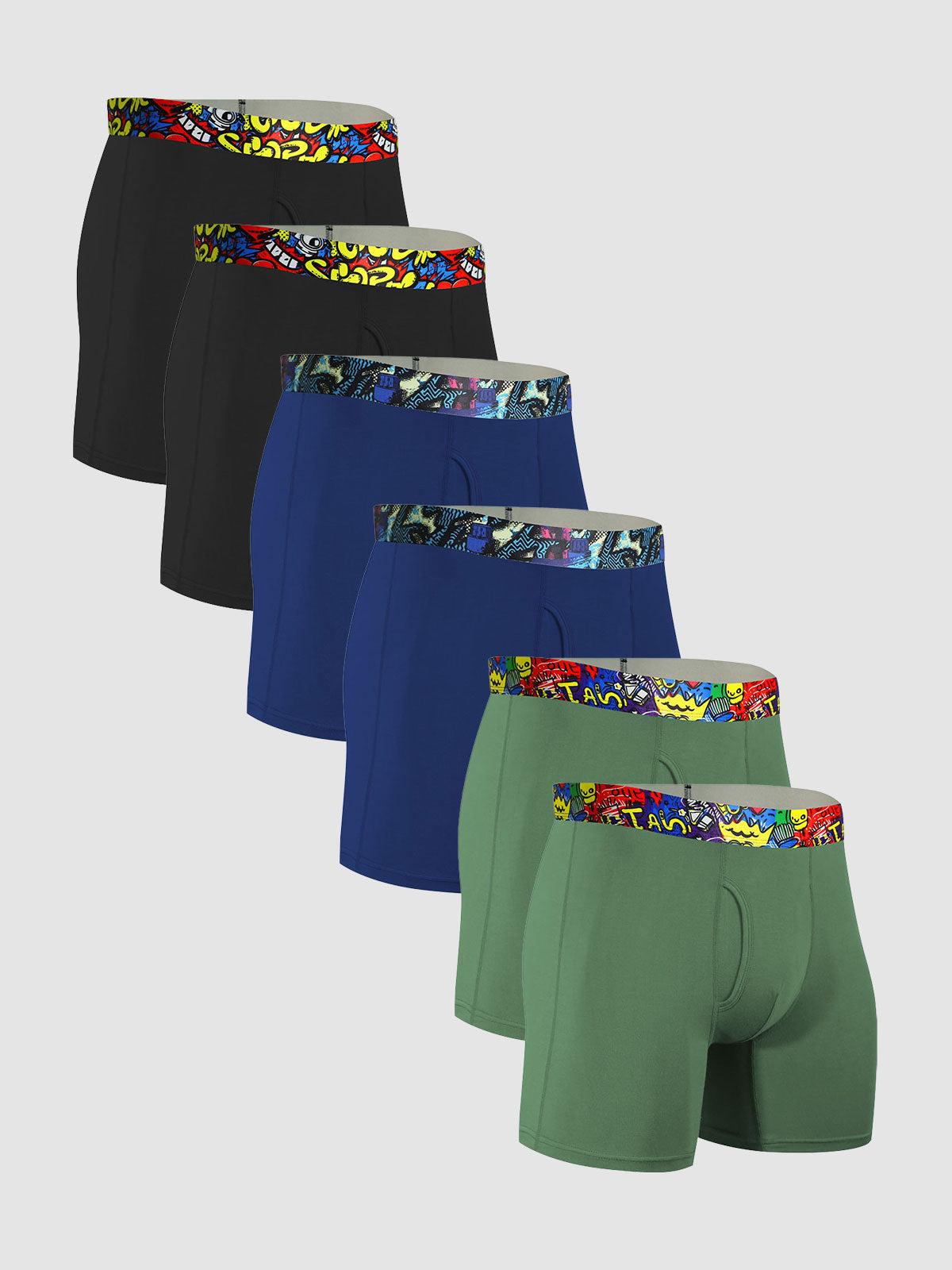 Second Skin Print Bamboo Boxer Brief 6- (6-Pack)