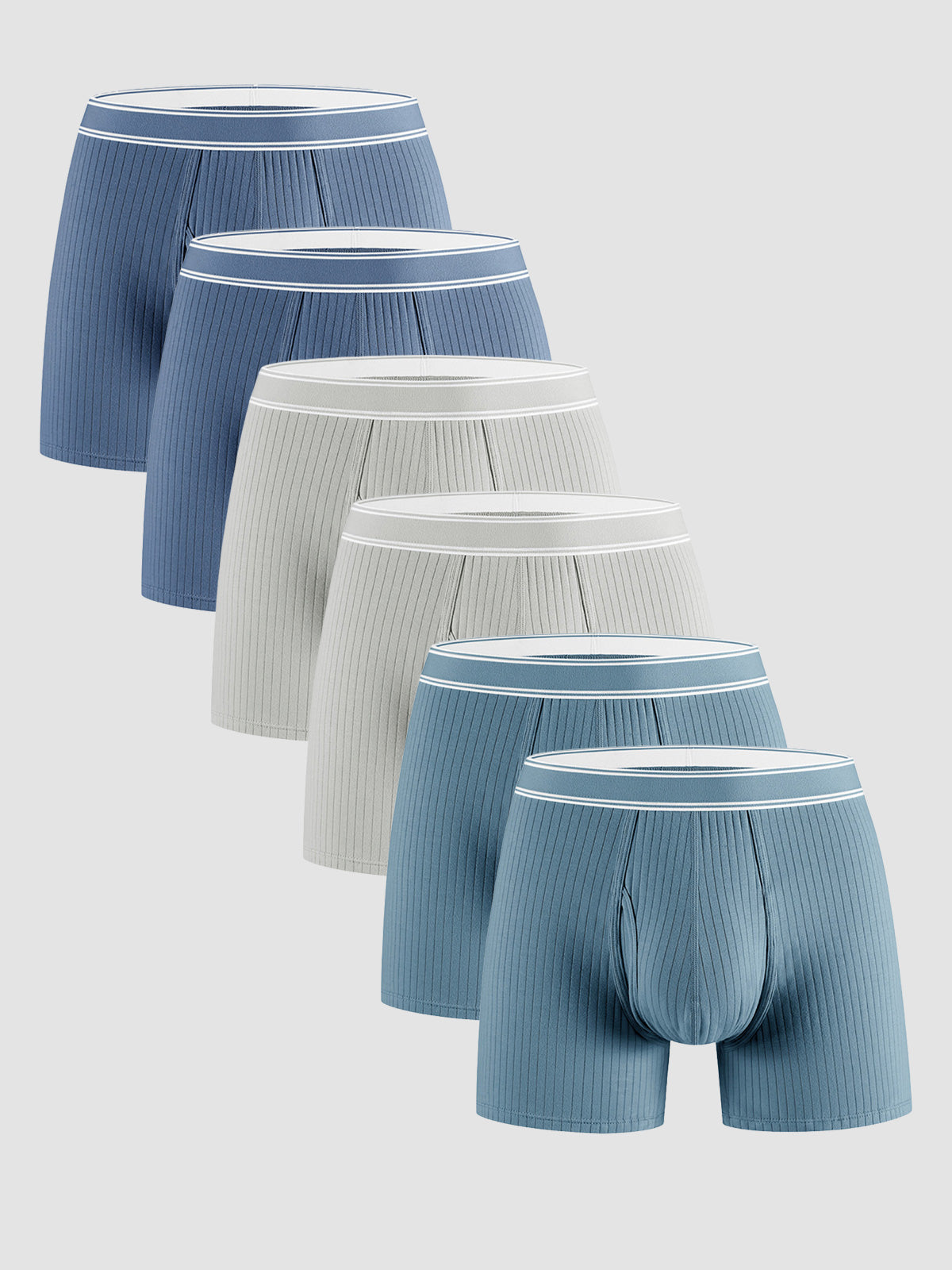 Organic Cotton Rib Breathable Boxer Briefs 6" (6-Pack)