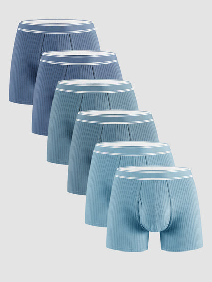 Organic Cotton Rib Breathable Boxer Briefs 6" (6-Pack)