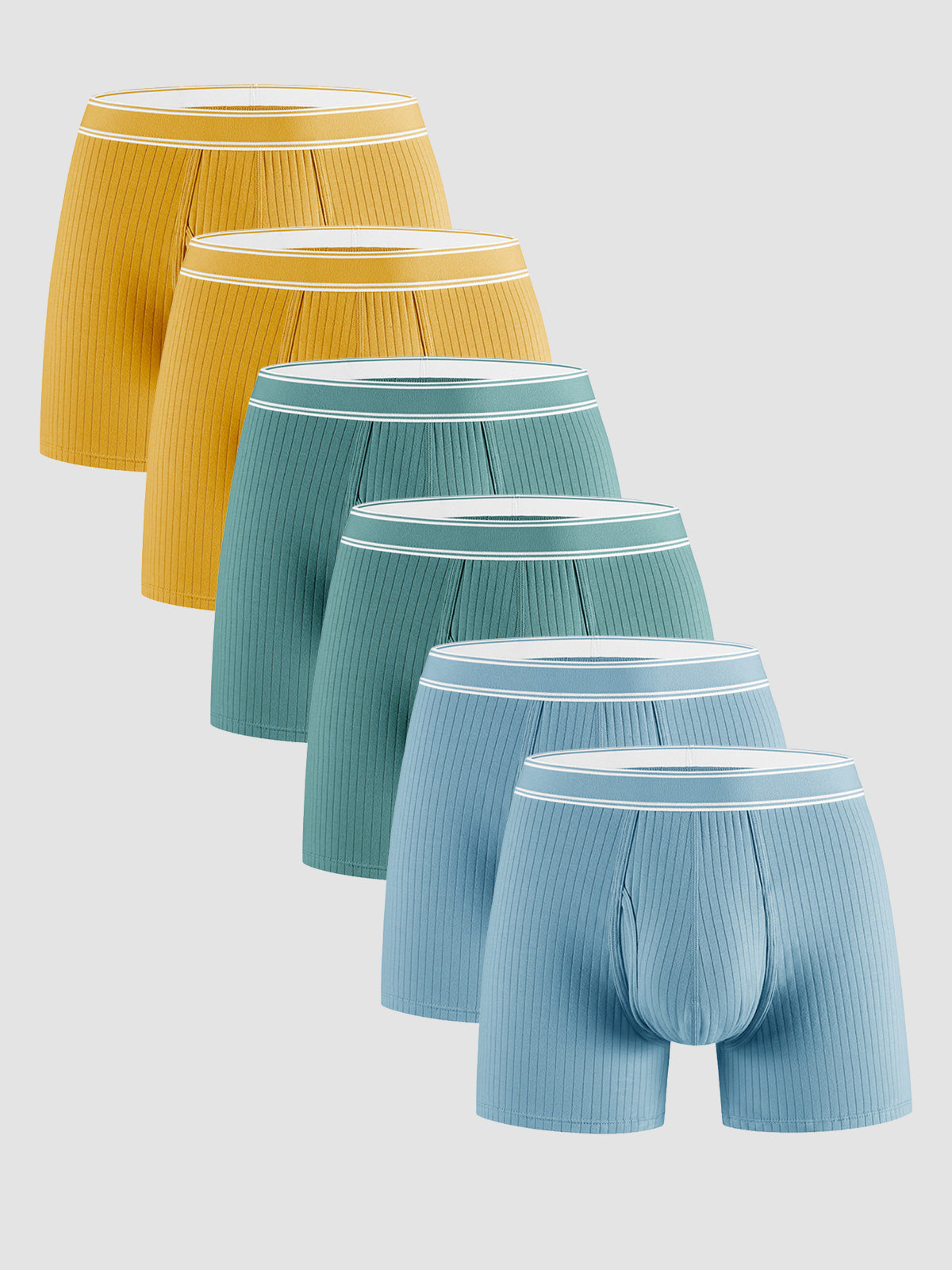 Organic Cotton Rib Breathable Boxer Briefs 6" (6-Pack)