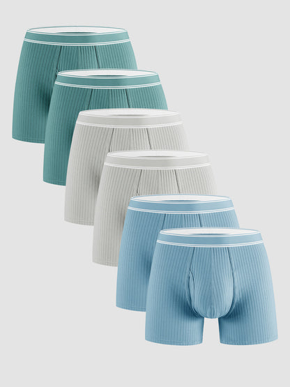 Organic Cotton Rib Breathable Boxer Briefs 6" (6-Pack)