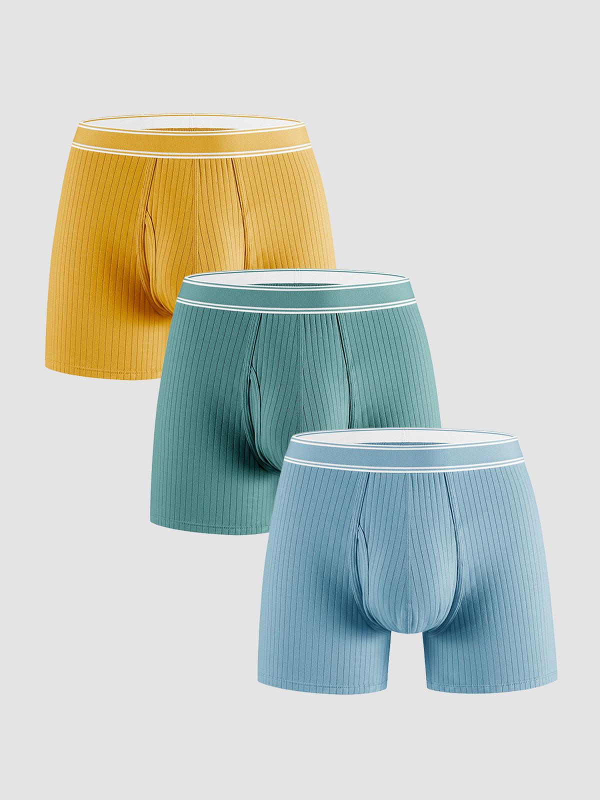 Organic Cotton Rib Breathable Boxer Briefs 6" (3-Pack)