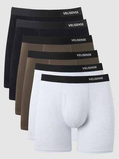 Premium Cotton Boxer Brief With Fly 6" (6-Pack)