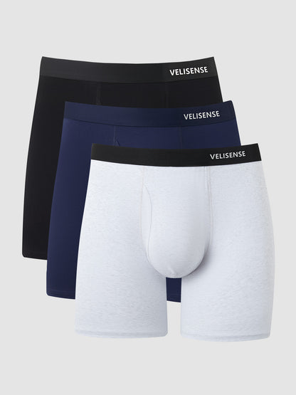 Premium Cotton Boxer Brief With Fly 6" (3-Pack)
