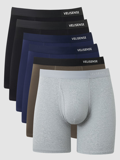 Premium Cotton Boxer Brief With Fly 6" (6-Pack)